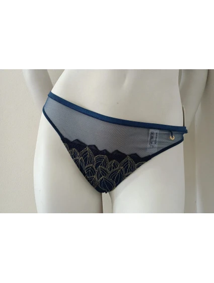 Dámské tanga 90601 petrolejově modré se zlatou - Selmark Dámské tanga 90601 petrolejově modré se zlatou - Selmark