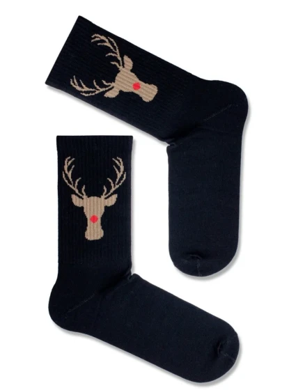 PÁNSKÉ VÁNOČNÍ PONOŽKY SOBÍ PRUHOVANÉ 1290.009