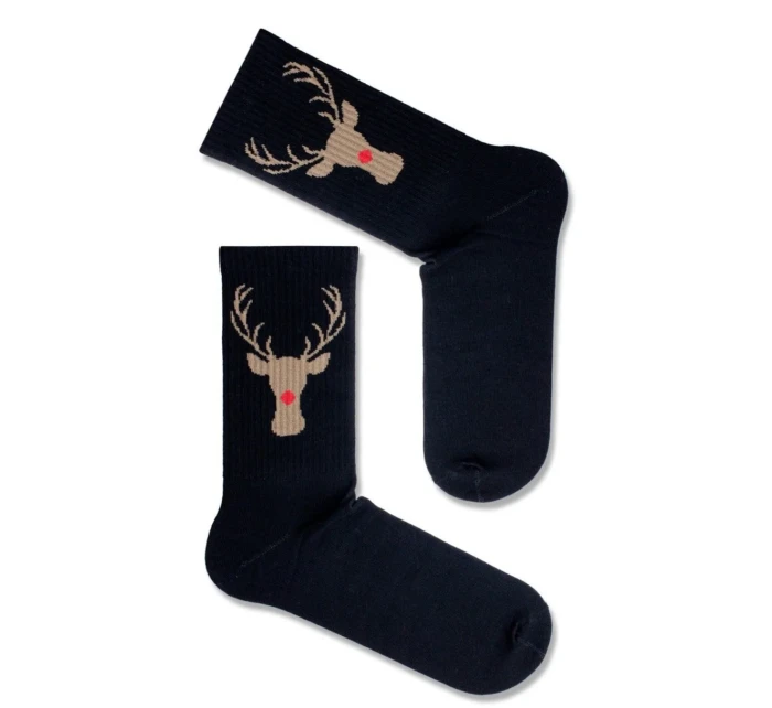 PÁNSKÉ VÁNOČNÍ PONOŽKY SOBÍ PRUHOVANÉ 1290.009