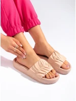 Módní hnědé dámské nazouváky bez podpatku Módní hnědé dámské nazouváky bez podpatku