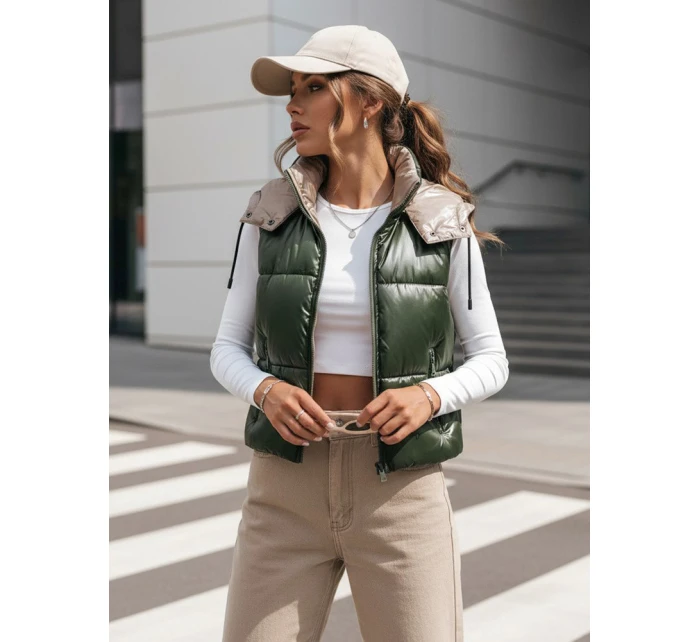 Dámská prošívaná vesta OSHE zelená FashionStreet TY3704