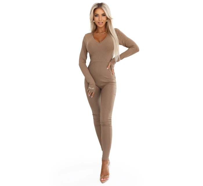 a elegantní žebrovaný dámský overal s výstřihem model 21439596 - kocula