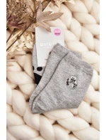 Dámské bavlněné ponožky s nášivkou model 21645081 šedé - Aura.via