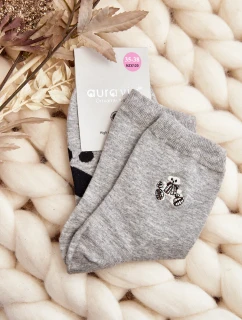 Dámské bavlněné ponožky s nášivkou Medvěd šedé