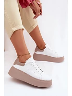 Kožené dámské tenisky na platformě Zazoo N408S2 bílé