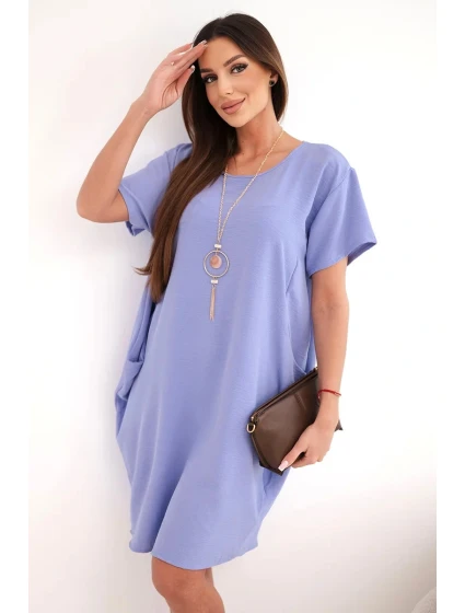 Šaty s kapsami a přívěskem fialová Šaty s kapsami a přívěskem fialová