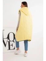 Dámská prošívaná vesta Plus Size s kapucí na zip žlutá