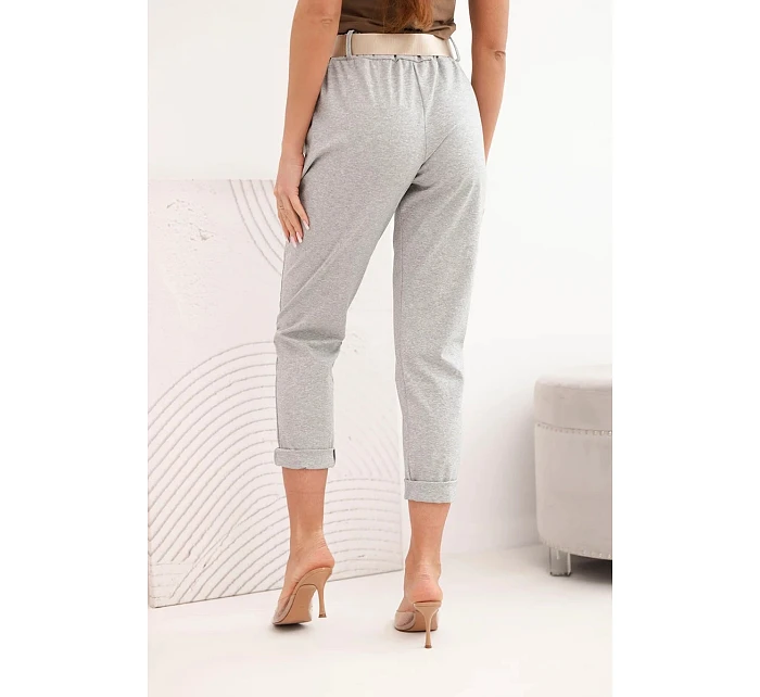 Kalhoty Punto s páskem šedý melanž Kalhoty Punto s páskem šedý melanž