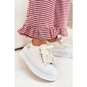 Dámské Tenisky Na Platformě S Dekorativním Šněrováním Béžové Tivora