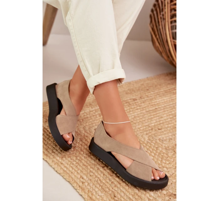 Dámské sandály Zazoo 3196 z přírodního semiše Béžové