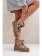 Semišové dámské sněhule s hrubým šněrováním D.Franklin DFSH375003 Taupe