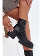 Dámské kotníkové boty na masivním podpatku s platformou Elvianne – černé, eko kůže Dámské kotníkové boty na masivním podpatku s platformou Elvianne – černé, eko kůže