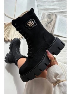 Dámské zateplené kotníkové boty – workery s ozdobou Melisse – černé