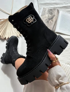 Dámské zateplené kotníkové boty – workery s ozdobou Melisse – černé