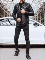 Pánská kožená bunda černá Dstreet TX4228