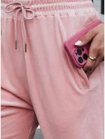 Dámské velurové růžové tepláky FashionStreet UY2837
