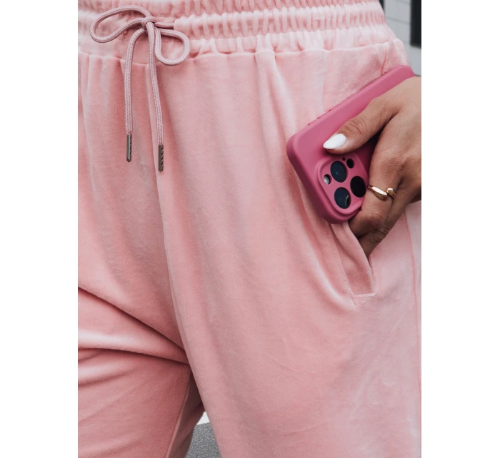 Dámské velurové růžové tepláky FashionStreet UY2837