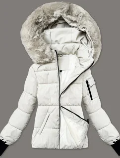 Bílá dámská zimní bunda s odepínací kapucí model 21248247 - S'WEST