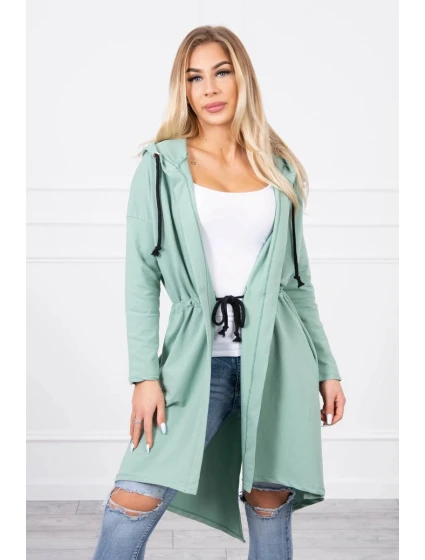 Tmavě mátový plášť s dlouhými zády