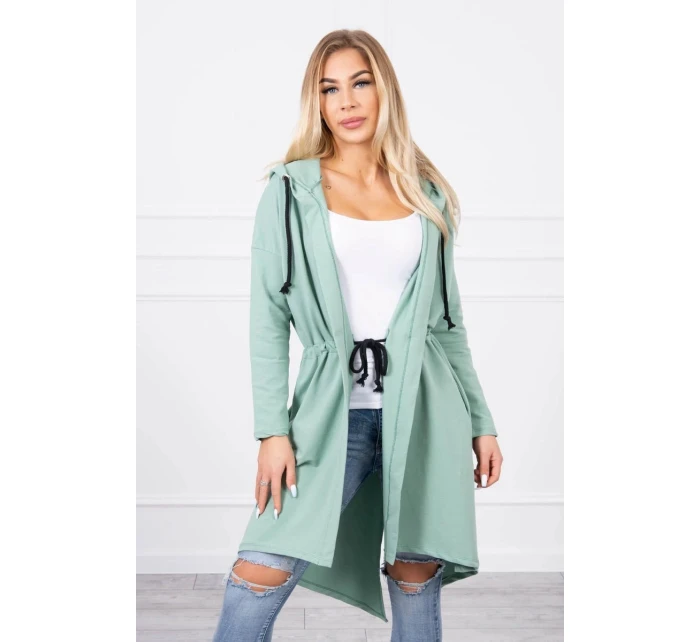 Tmavě mátový plášť s dlouhými zády