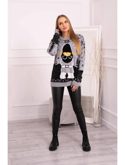 Vánoční svetr se Santa Clausem šedý