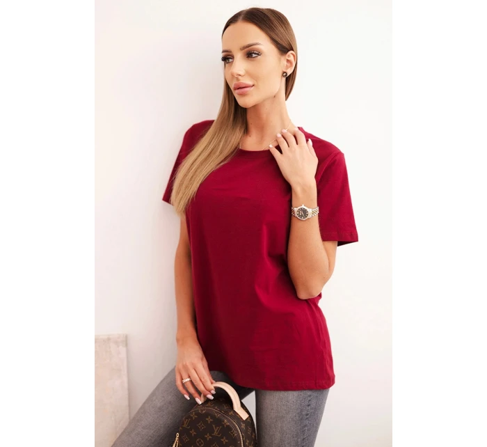 Dámská bavlněná blůza klasického střihu bordová Dámská bavlněná blůza klasického střihu bordová
