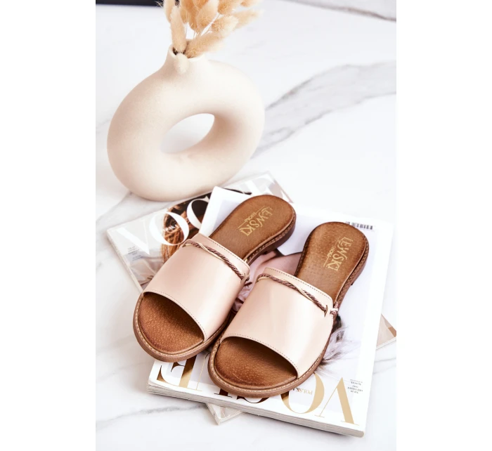 Kožené Nazouváky Lewski Shoes model 21558572 Béžové - Boto