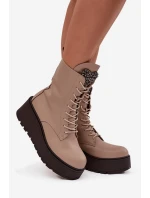 Kožené dámské kotníky s ozdobou vyhřívané béžové Ulrika Kožené dámské kotníky s ozdobou vyhřívané béžové Ulrika