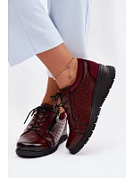 Kožené dámské polobotky na platformě model 22100874 bordó - VINCEZA