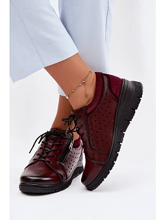 Kožené dámské polobotky na platformě model 22100874 bordó - VINCEZA