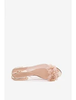 Průhledné sandály s krystaly a síťkovými květinami D&A MR61-9006 Zlaté