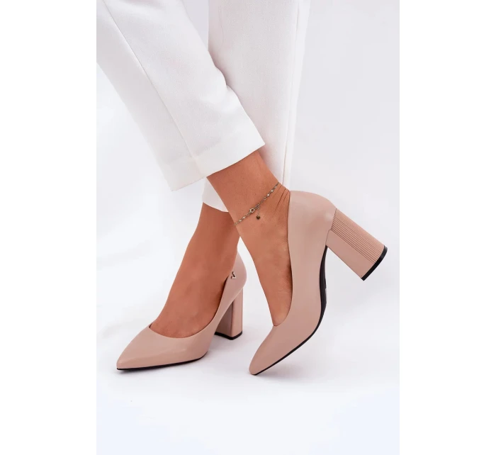 Elegantní dámské lodičky na širokém podpatku Vinceza – béžové Elegantní dámské lodičky na širokém podpatku Vinceza – béžové