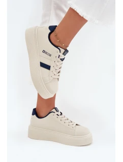 Dámské tenisky na platformě Big Star – světle béžové