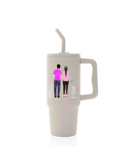 Personalizovaná termoska s barevným víčkem s párem 