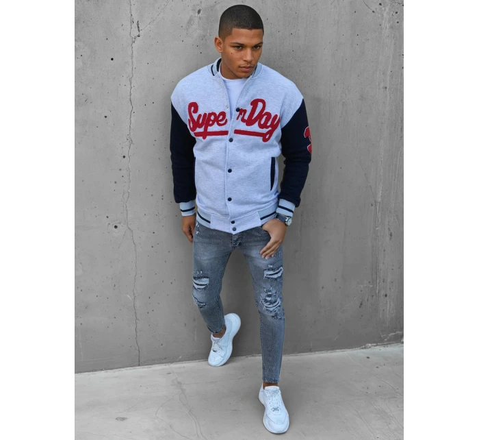 Pánská šedá mikina na zip FashionStreet BX5446