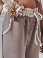 Dámské máslové kalhoty s květinami LEGISSA tepláky cappuccino FashionStreet UY2407 Dámské máslové kalhoty s květinami LEGISSA tepláky cappuccino FashionStreet UY2407