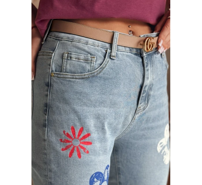 Dámské džínové kalhoty slim fit s květinovým vzorem ARTJEANS blue FashionStreet UY2446