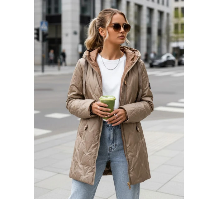 Dámská prošívaná přechodová bunda velbloudí barvy FashionStreet TY5563