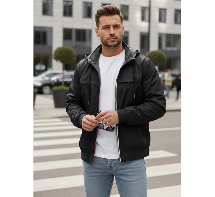Pánská přechodná bunda oboustranná černá FashionStreet TX5135
