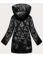 Černá dámská bunda s ozdobnou kapucí (B8126-1)