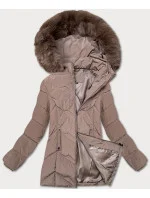Dámská zimní plus size bunda v kakaové barvě s kapucí S'west (B8300-48) Dámská zimní plus size bunda v kakaové barvě s kapucí S'west (B8300-48)