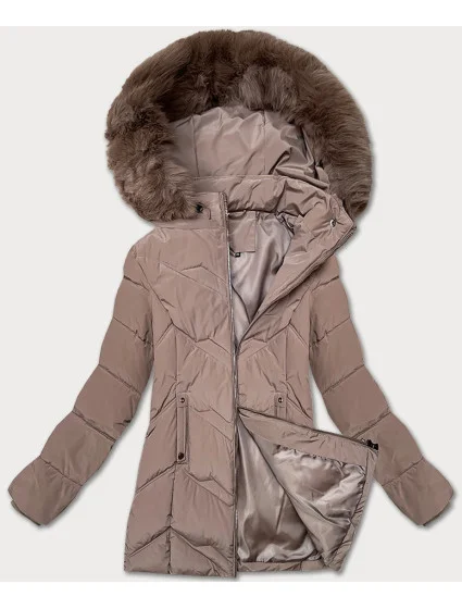 Dámská zimní plus size bunda v kakaové barvě s kapucí S'west (B8300-48) Dámská zimní plus size bunda v kakaové barvě s kapucí S'west (B8300-48)