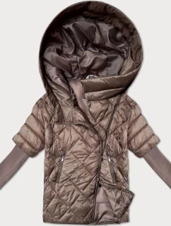 Lehká hnědá dámská bunda s úpletovými rukávy Minority (M2-6701-305)