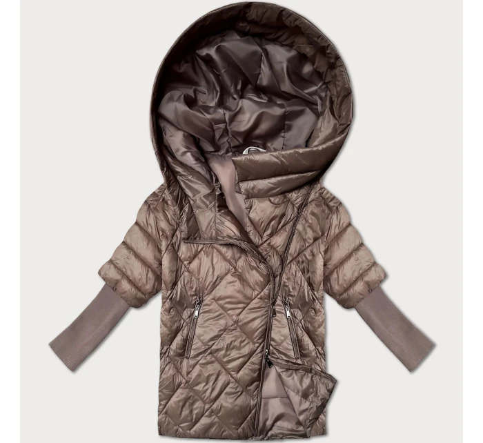 Lehká hnědá dámská bunda s rukávy model 21061494 - MINORITY Lehká hnědá dámská bunda s rukávy model 21061494 - MINORITY