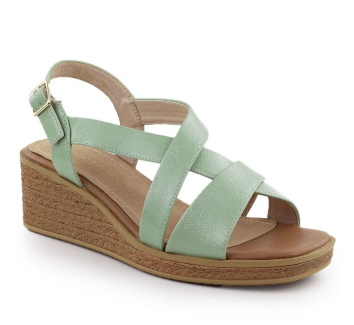 Zelené lakované dámské sandály na platformě Sergio Leone SK298