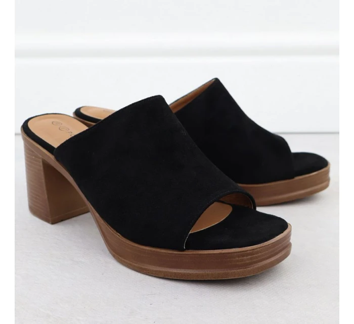 Dámské semišové žabky na jehlách černé model 22015553 - Potocki Dámské semišové žabky na jehlách černé model 22015553 - Potocki