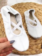 Dívčí bílé kožené baleríny - Nazo