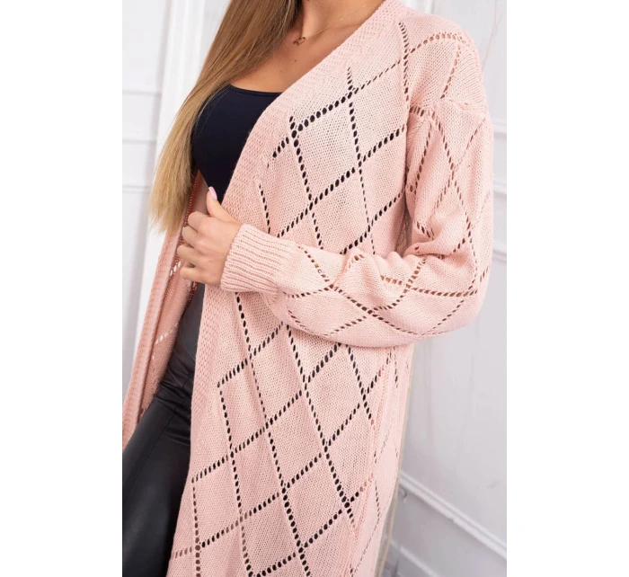 Svetr s geometrickým vzorem pudrově růžový