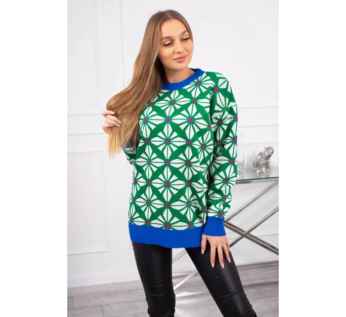 Svetr s geometrickým motivem zelený