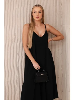 Mušelínové šaty na ramínka černý